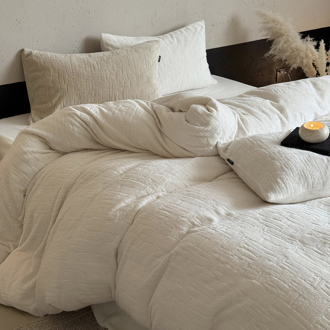 Flauschiges Milchfaser-Fleece Bettwäsche-Set, 4-teilig