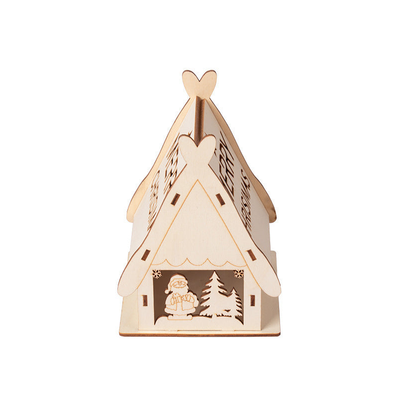 Dekoratives Holzhaus mit weihnachtlichen Motiven