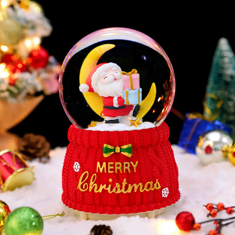 Weihnachts-Spieluhr mit Glaskugel und Schneeeffekt