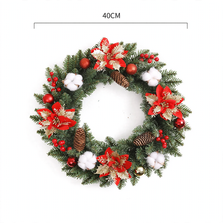 Weihnachtskranz mit Kugeln und Blumen, verschiedene Größen