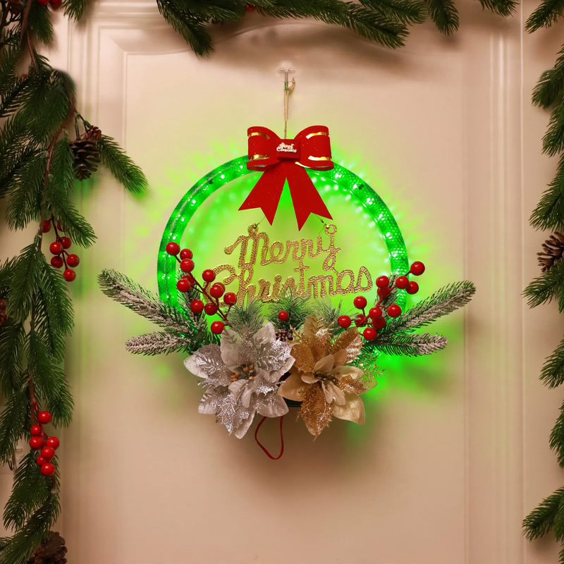 Beleuchteter Weihnachtskranz mit LED-Licht