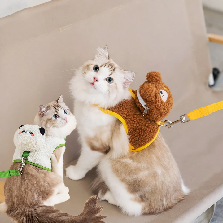 Fleece-Brustgeschirr mit Tiermuster für Katzen