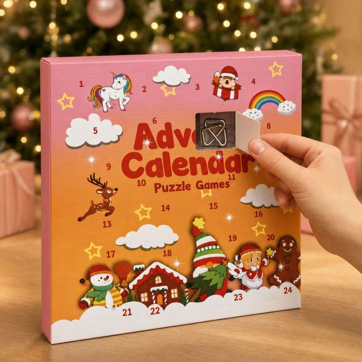 Adventskalender mit 24 Metall-Geduldsspielen