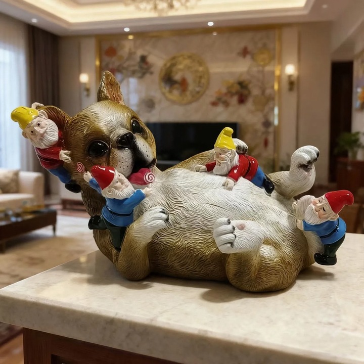 Dekorative Wichtel-Figuren mit Tieren aus Kunstharz