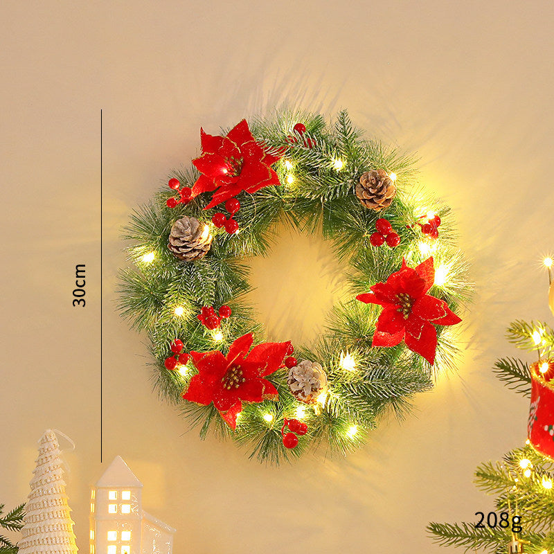 Dekorativer Weihnachtskranz mit Zapfen und LED
