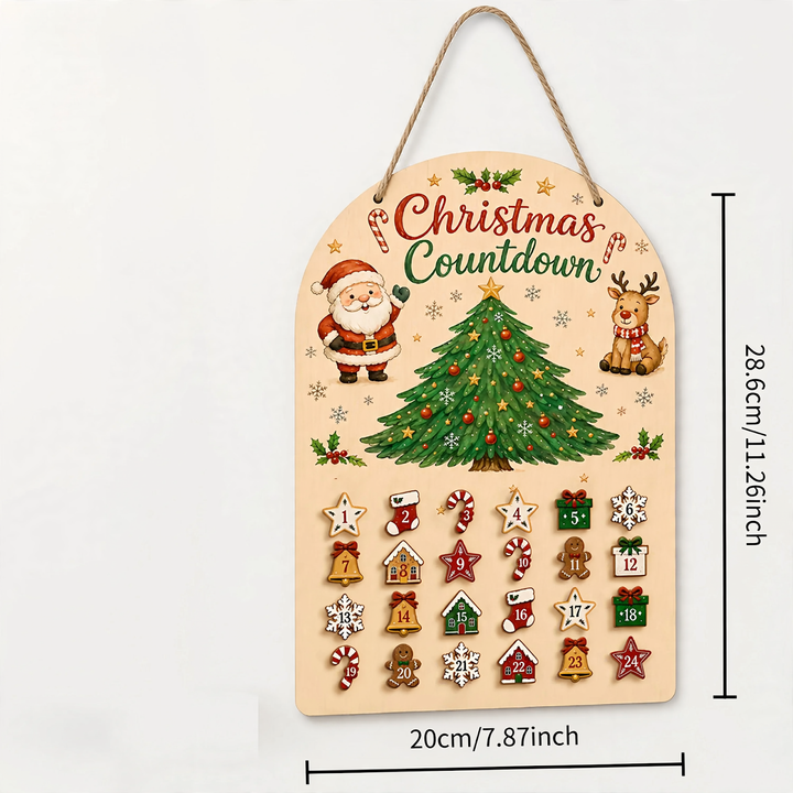 Holz-Adventskalender zum Aufhängen mit 24 Elementen