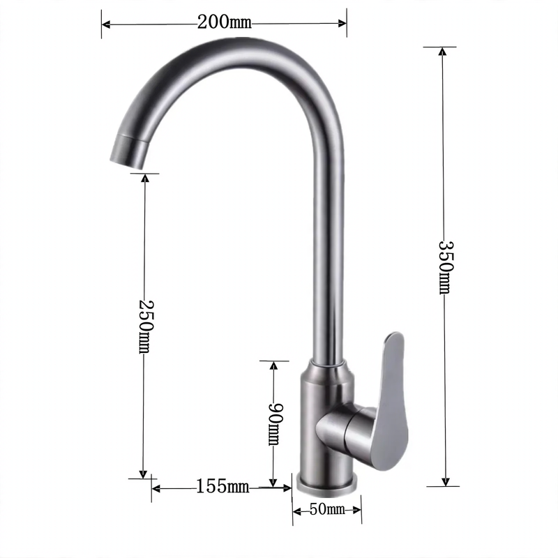 Edelstahl-Wasserhahn für Küche, Misch- oder Kaltwasser