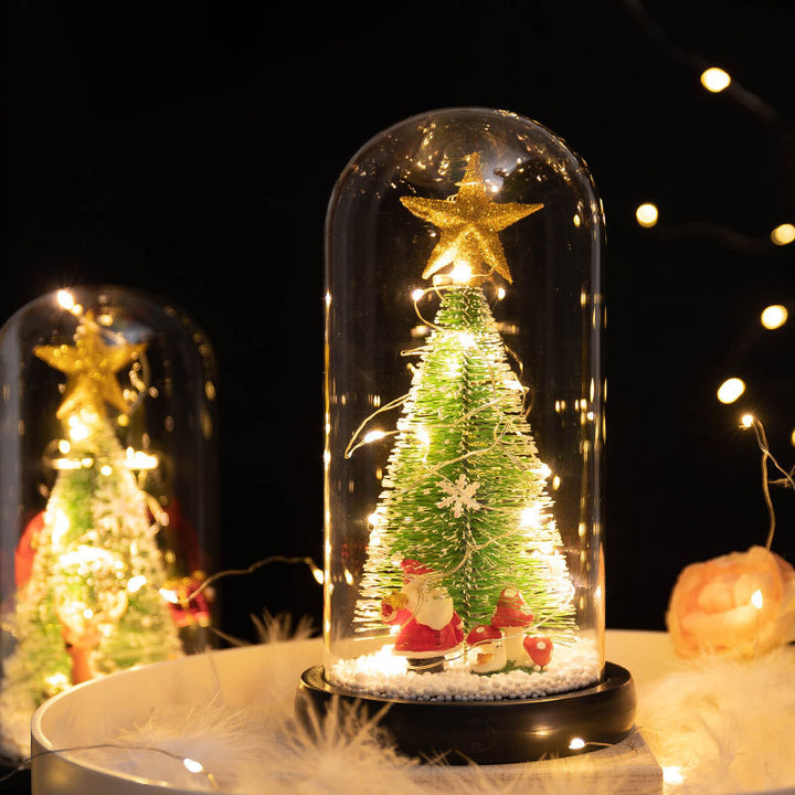 LED-Weihnachtsbaum in Glaskuppel mit Beleuchtung