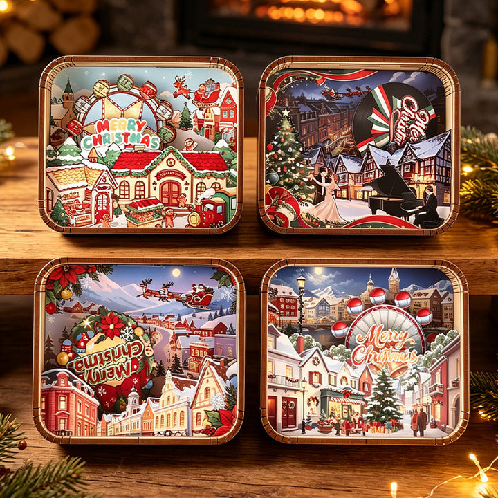 Holz-Spieluhr mit weihnachtlichem Motiv