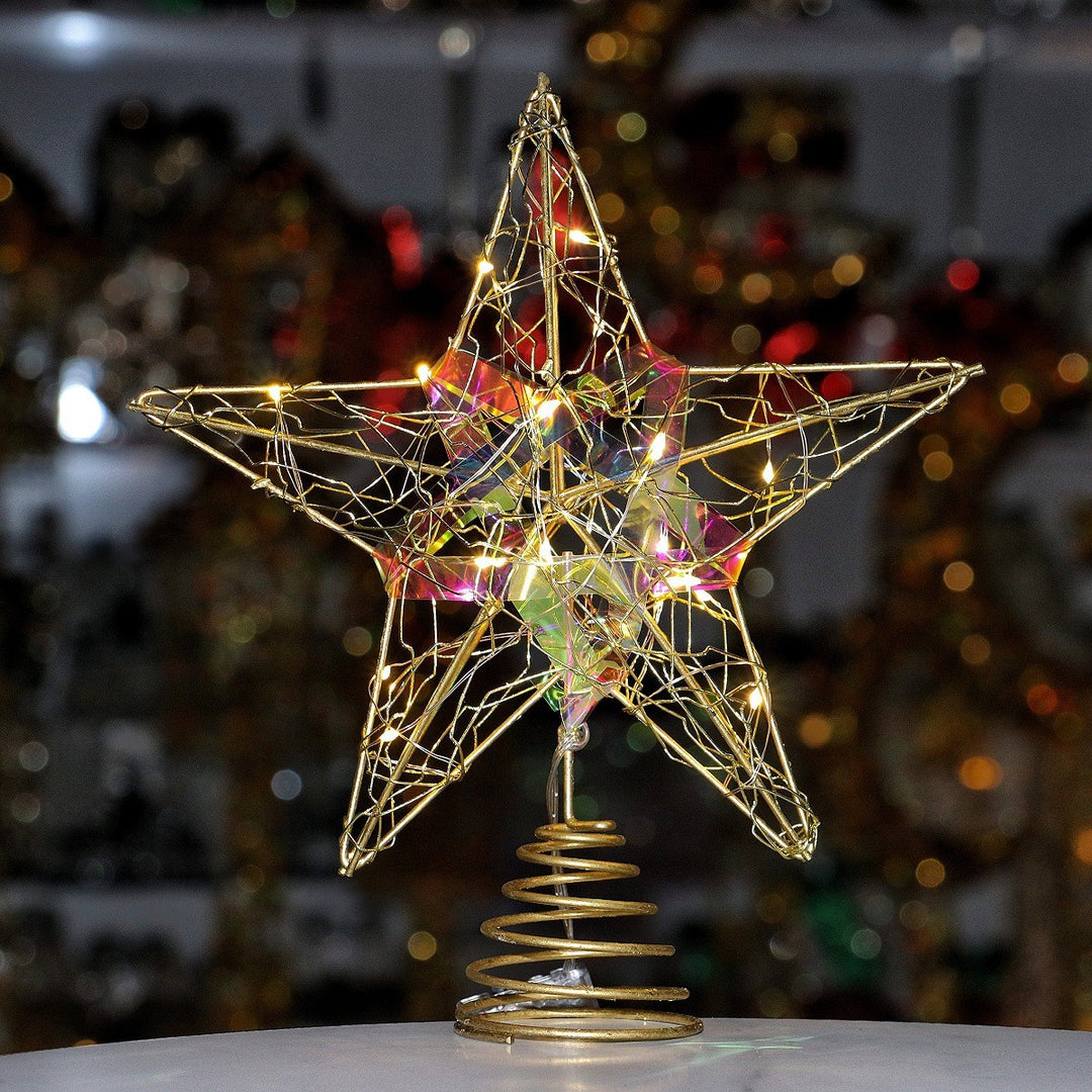 Weihnachtsbaum-Spitze Stern aus Eisen mit LED-Beleuchtung