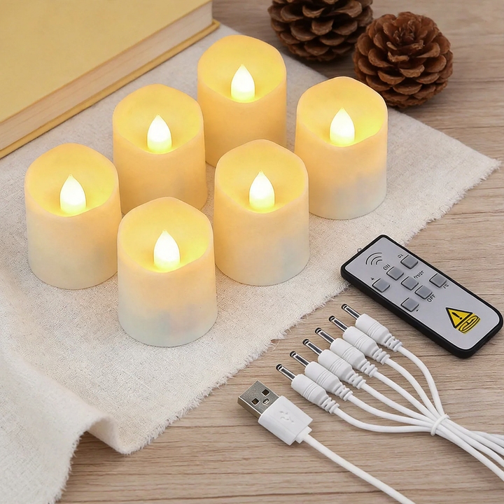 Wiederaufladbare LED-Teelichter mit Fernbedienung