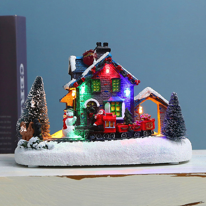 Beleuchtetes Weihnachts-Dorfhaus aus Kunstharz