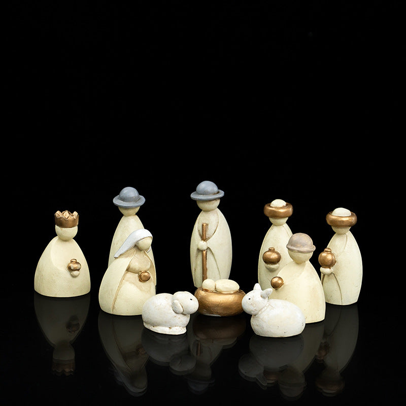 Krippenfiguren-Set aus Kunstharz