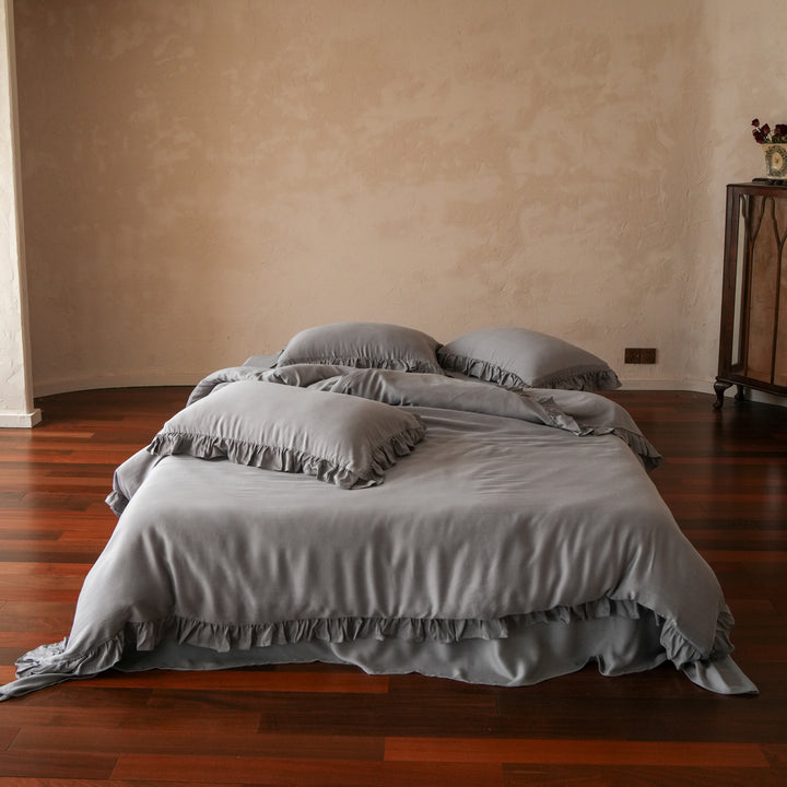 Tencel-Bettwäsche-Set, 4-teilig, mit Rüschen