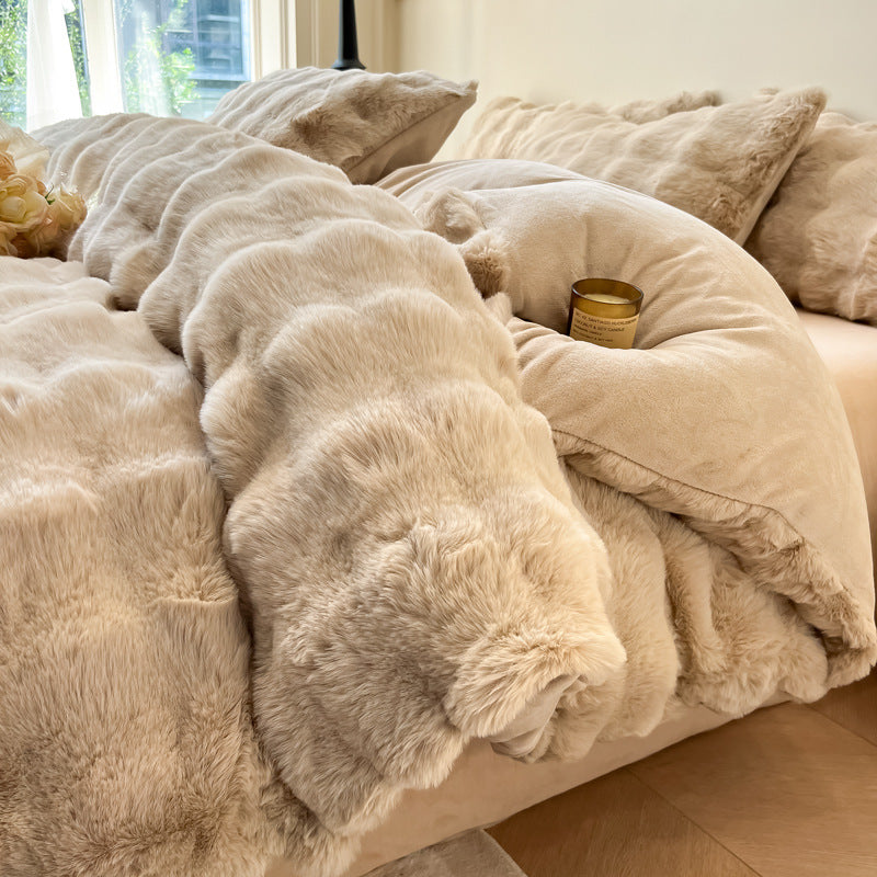 Winter-Bettwäsche-Set aus verdicktem Milchfaser-Fleece