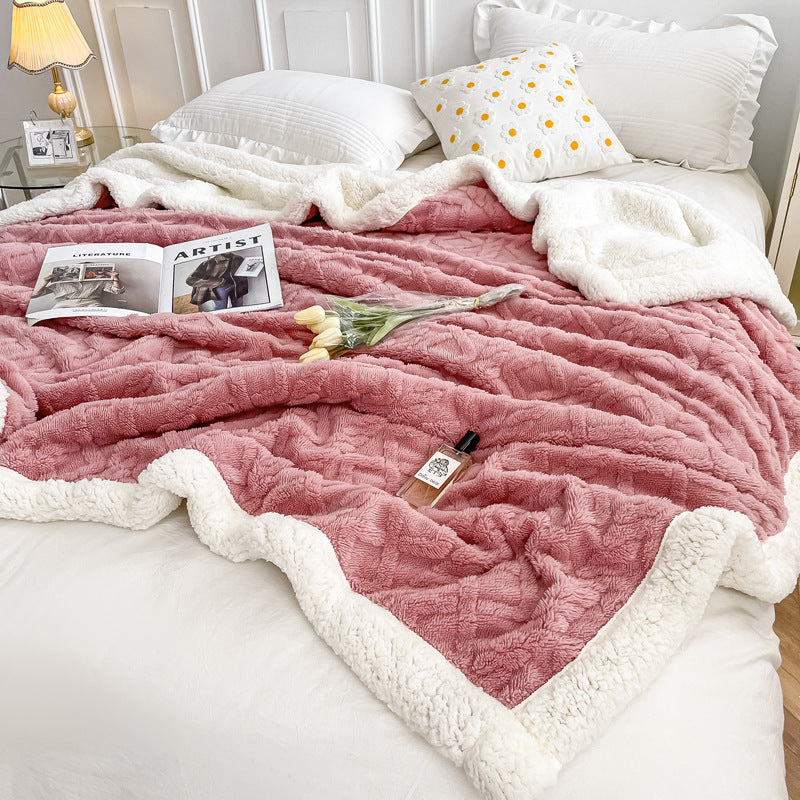 Sherpa-Fleece-Wolldecke, doppellagig, extra warm