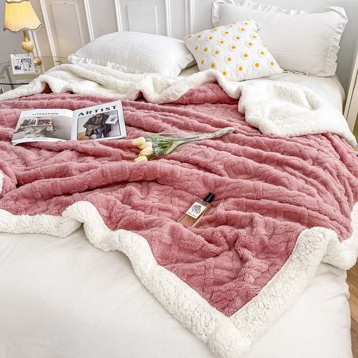 Sherpa-Fleece-Wolldecke, doppellagig, extra warm