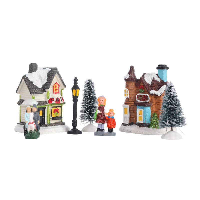 LED-beleuchtetes Weihnachts-Dorfhaus, 10-teiliges Set