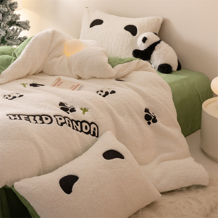 Milchfleece-Bettwäsche-Set, doppelseitig, winterwarm