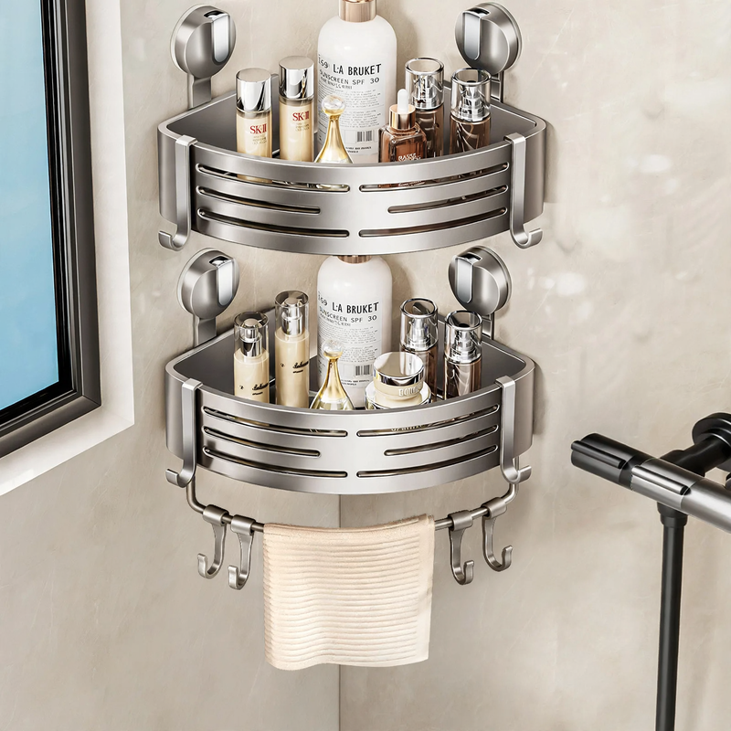 Dreieck-Eckregal mit Saugnapf für das Badezimmer, Modell 035-023-A