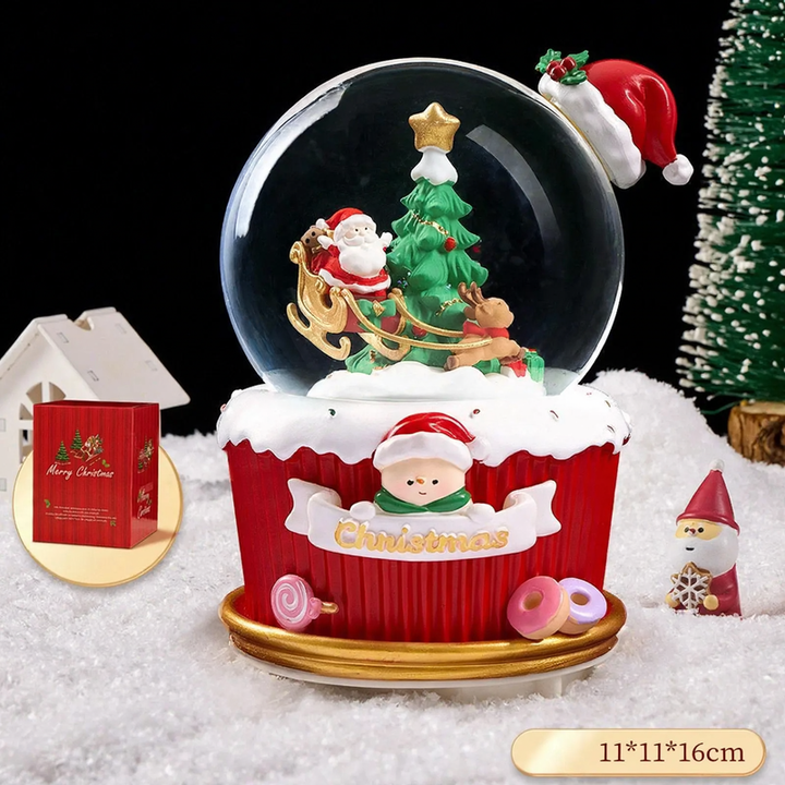 Weihnachtliche Schneekugel mit Licht und Musik