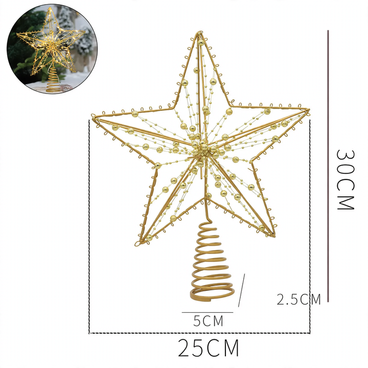 Weihnachtsbaum-Spitze Stern 25cm mit Perlenkette und Licht