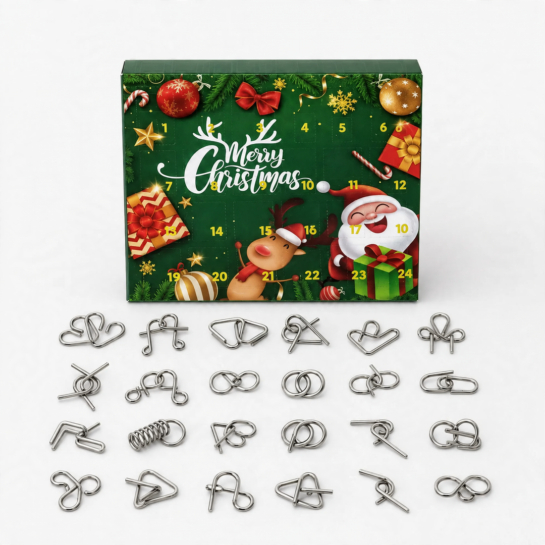 Adventskalender mit 24 Metall-Geduldsspielen