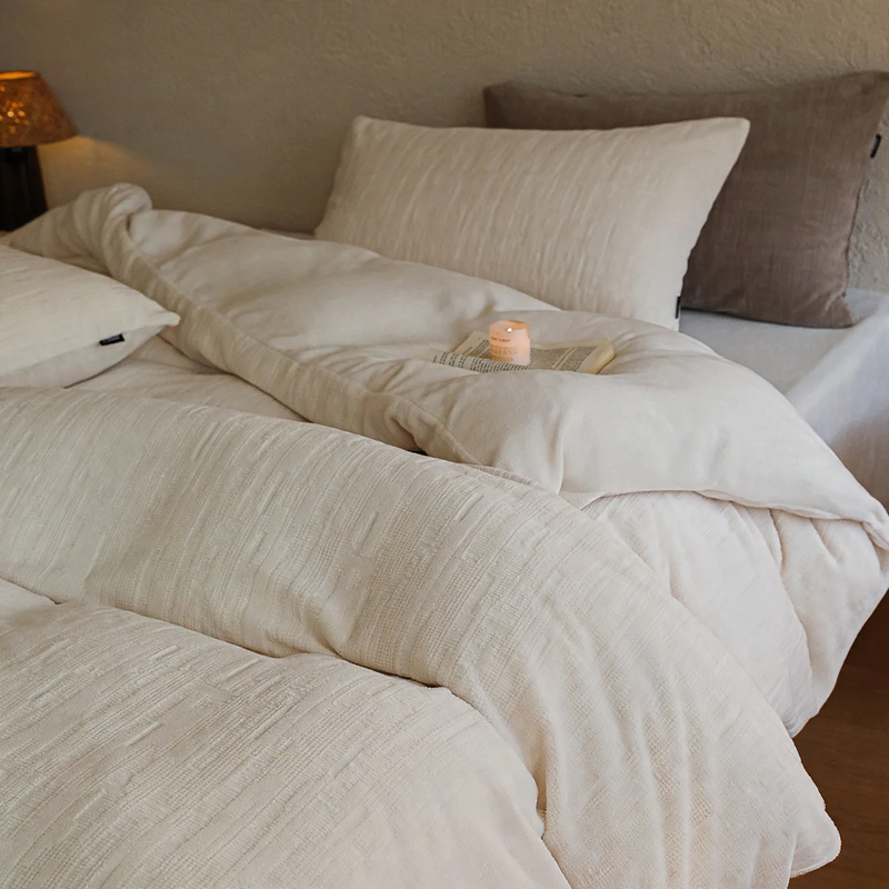 Milchfaser-Bettwäsche-Set, 4-teilig, Winter, strukturiert