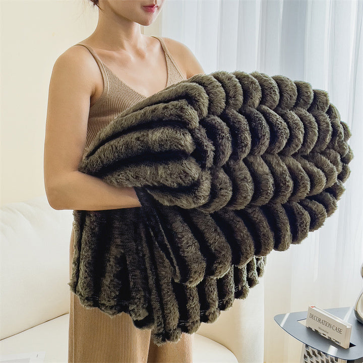 Flauschige Kaninchenfell-Imitat Decke, warm und weich