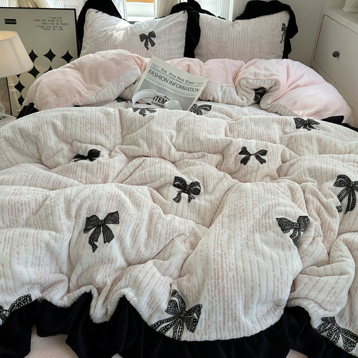 Elegantes Milchfaser-Fleece Bettwäsche-Set, französischer Stil