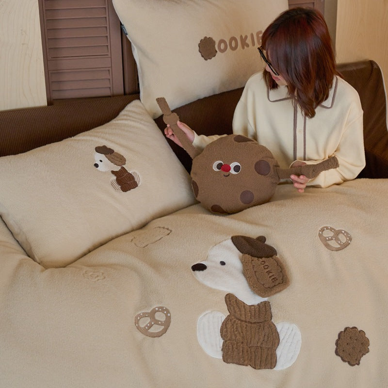 Winter-Bettwäsche-Set aus Milchfaser-Fleece, wärmend