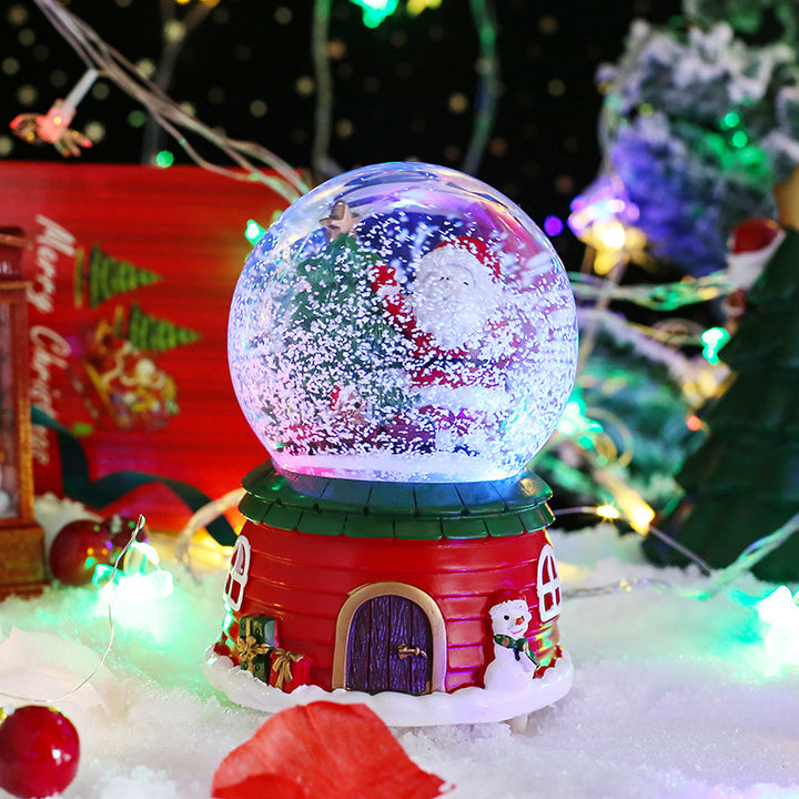 Weihnachtliche Schneekugel mit Musik und Licht