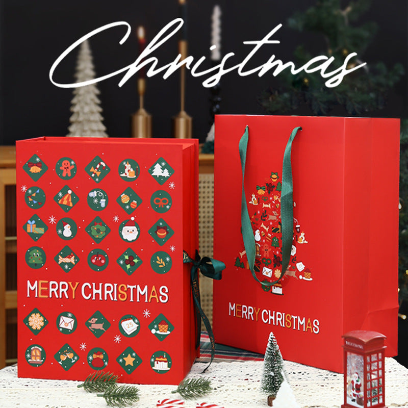 Adventskalender-Geschenkbox, 24 Fächer, mit Goldprägung