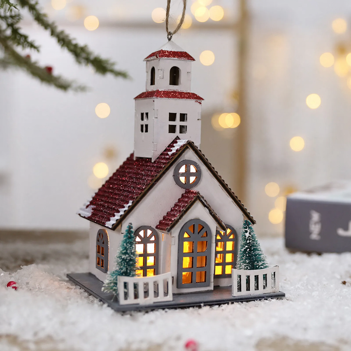 Dekoratives Weihnachts-Holzhaus mit Beleuchtung