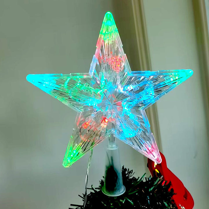 Transparenter LED-Weihnachtsbaum-Spitzenstern, batteriebetrieben