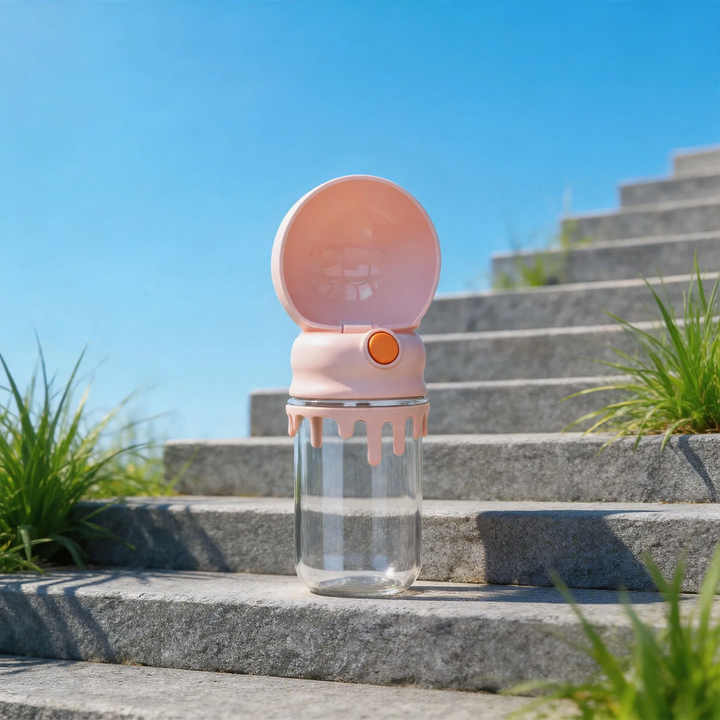 Tragbare Wasserflasche für Haustiere mit Druckventil