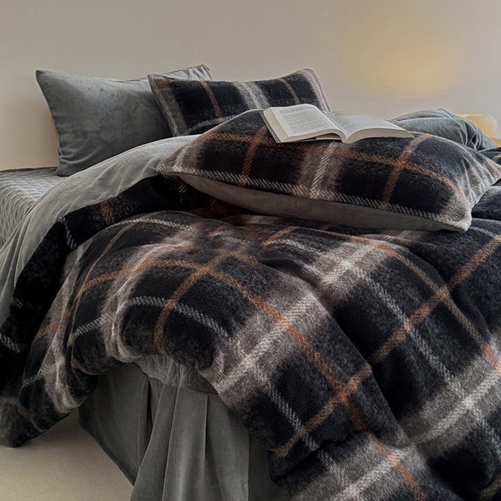 Winter-Bettwäsche-Set, Milchfaser-Fleece, geometrisches Muster
