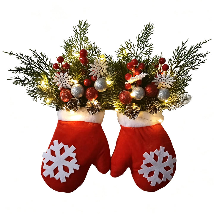 Weihnachtlicher Handschuh-Kranz mit Beleuchtungsoption