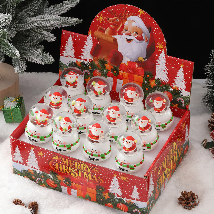 Weihnachtliche Schneekugel mit Lichteffekten
