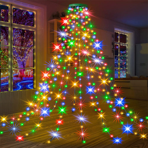 LED-Weihnachtsbaum-Lichterkette mit Sternaufsatz