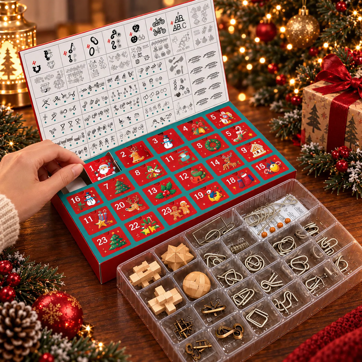 24-teiliges Adventskalender-Set mit Geduldsspielen