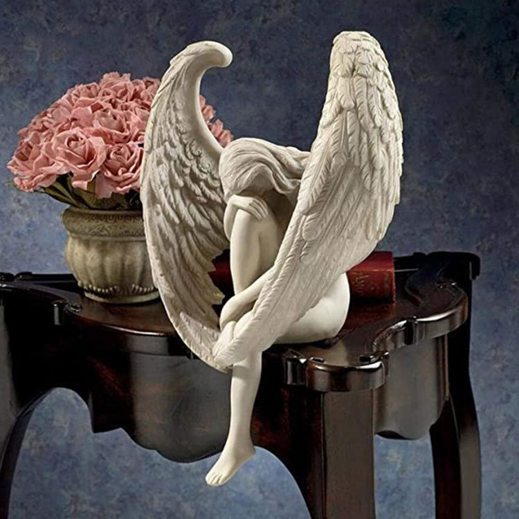 Engel-Vogeltränke aus Kunstharz