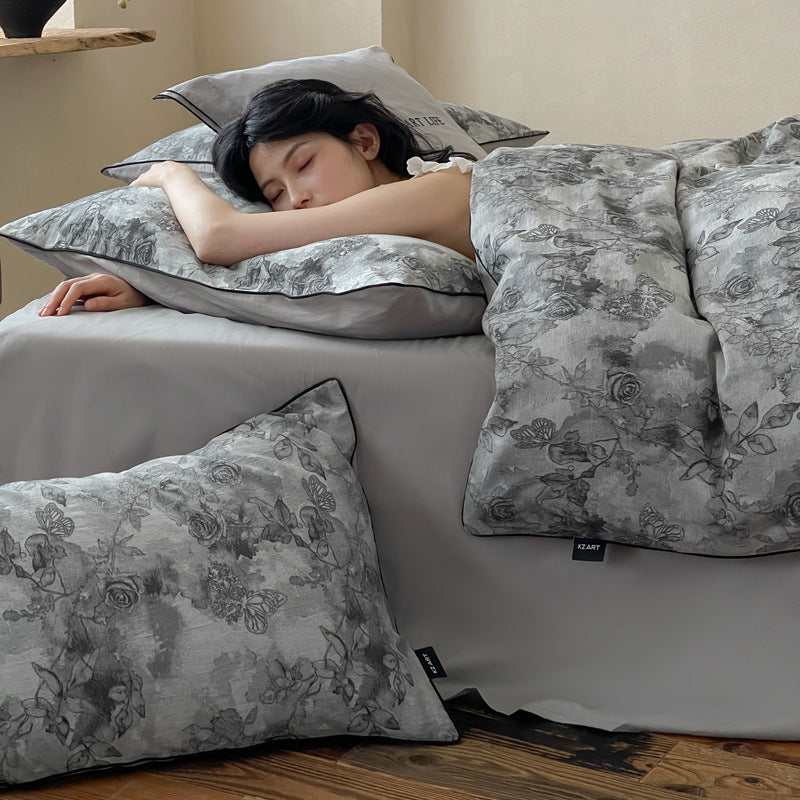 Baumwoll-Bettwäsche-Set, 4-teilig, mit Jacquard-Webung