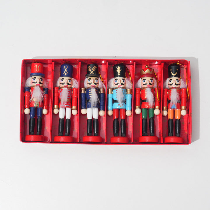 Nussknacker-Anhänger aus Holz, 12 cm, 5er-Set