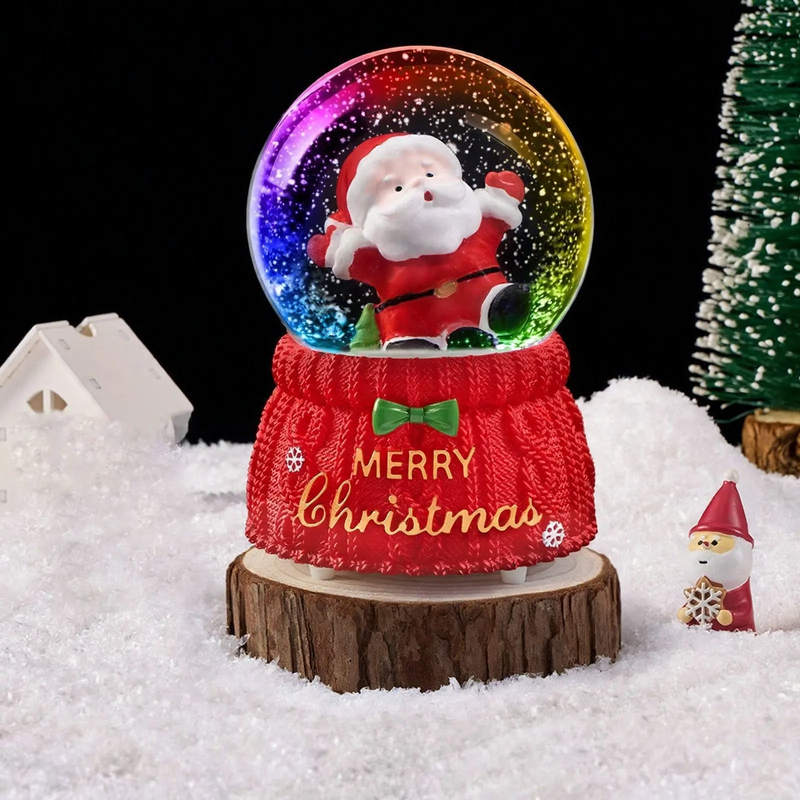 Weihnachtliche Schneekugel mit Licht und Musik
