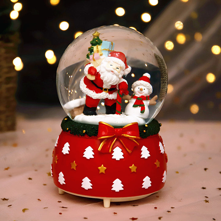 Weihnachtliche Schneekugel mit Musik und Licht
