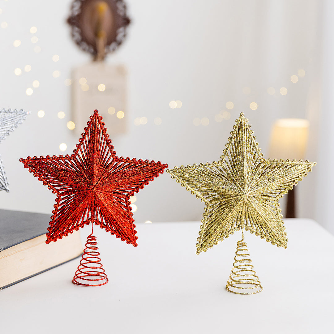 Weihnachtsbaum-Spitze Stern, Kunststoff mit Glitzer