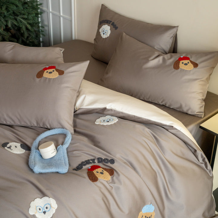 Kinderbettwäsche-Set, Baumwolle, Cartoon-Stickerei
