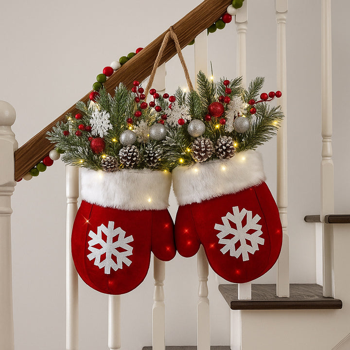 Beleuchteter Weihnachtskranz in Handschuhform