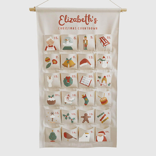 Personalisierbarer Adventskalender aus Stoff, 24 Taschen
